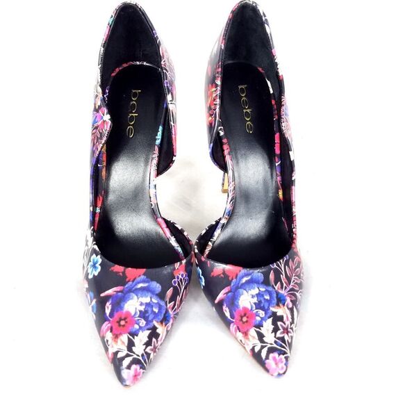 Bebe Farnaz Floral Print Pointed Toe Scallop Edge Stiletto Heels Size 8 - Picture 3 of 7